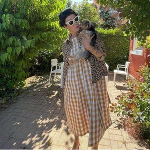 Red Sky Gingham House Dress